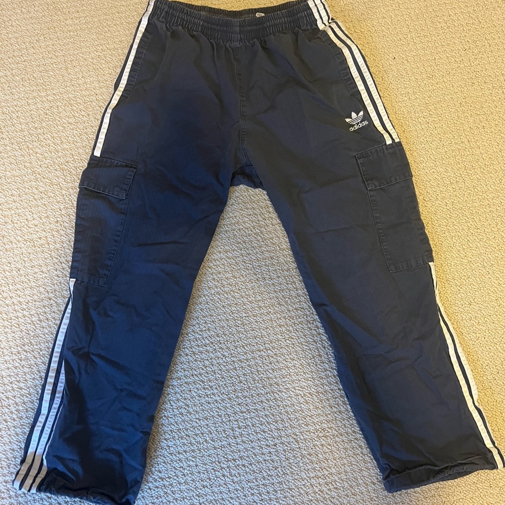 Adidas Dark Blue Track Pants with White Logo